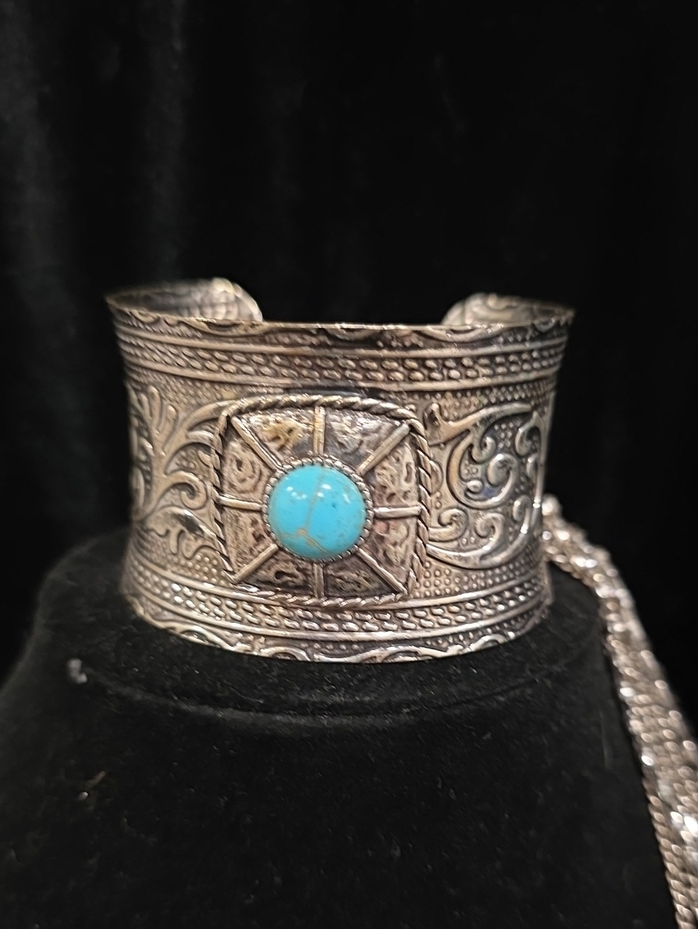Cato Silver-Tone Cuff Bracelet with Faux Turquoise Accent - Women Jewelry